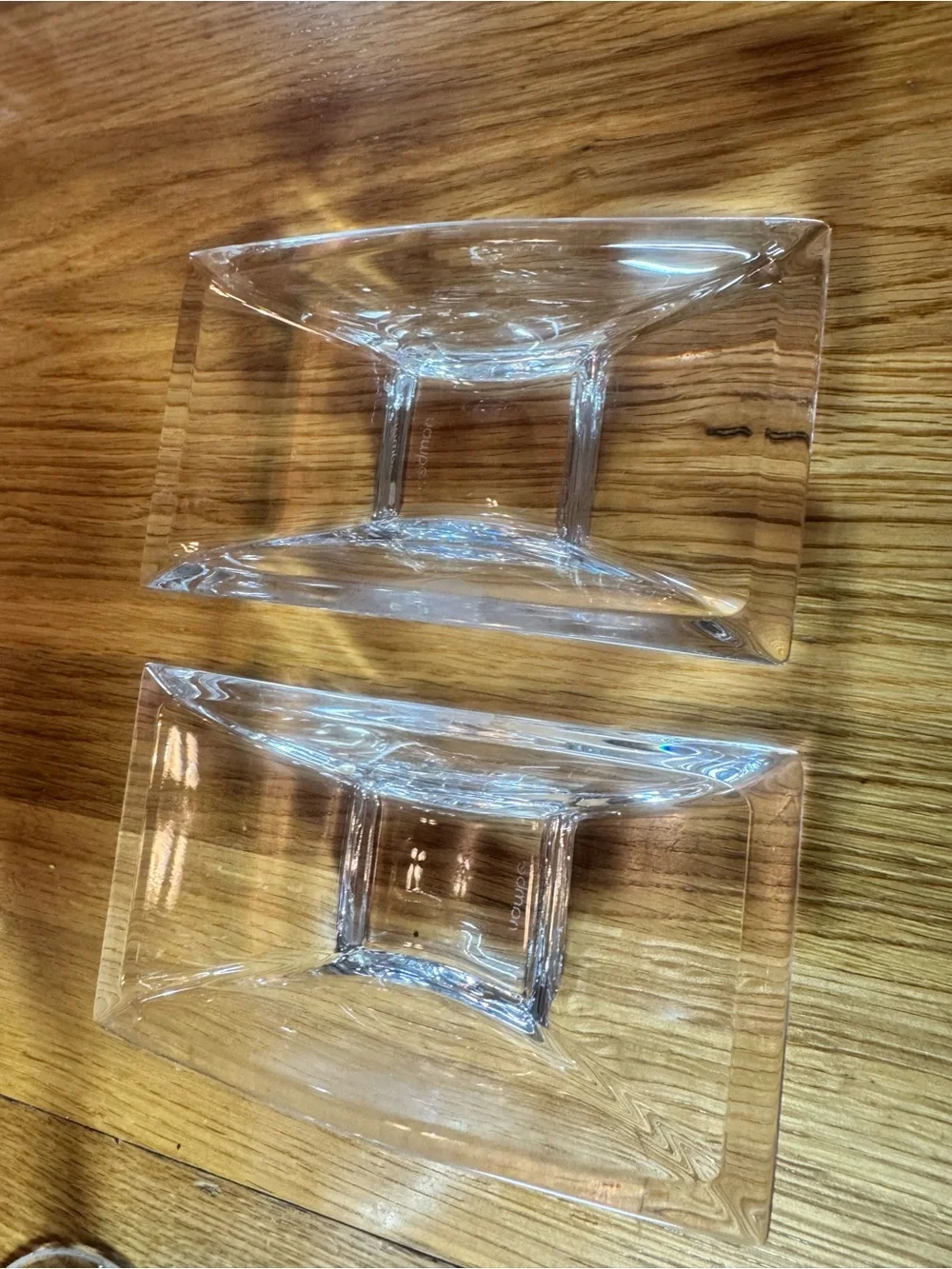 NAMBE PLANAR LEAD CRYSTAL VOTIVE HOLDERS - 5 1/2 INCHES - SET OF 2 - USED